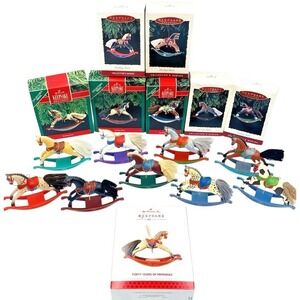 Complete Set Rocking Horse Hallmark Keepsake Ornaments 1981 - 1996, 2013 16 + 1